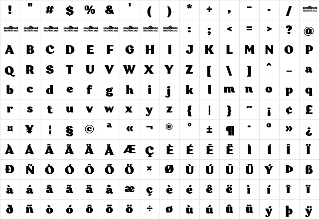 Garbata Trial Black  glyph index