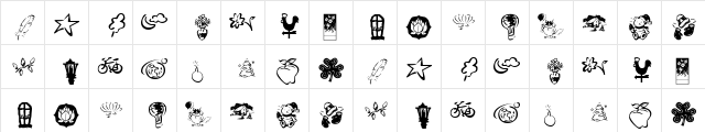 KR Katlings Four Regular  glyph index