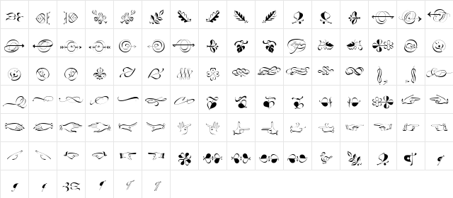 LinotypeZapfinoOrnaments Medium  glyph index