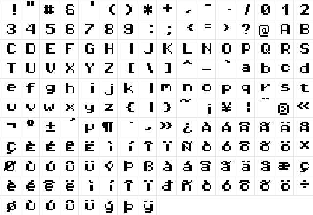 Pixel Operator Mono HB 8 Regular  glyph index