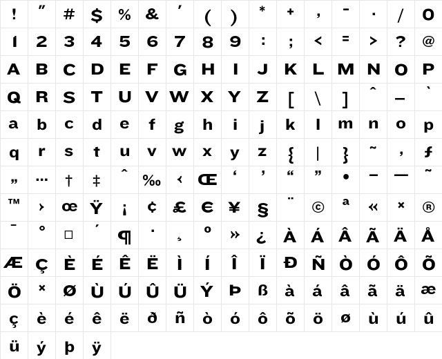 Knockout HTF53-Heviweight  glyph index