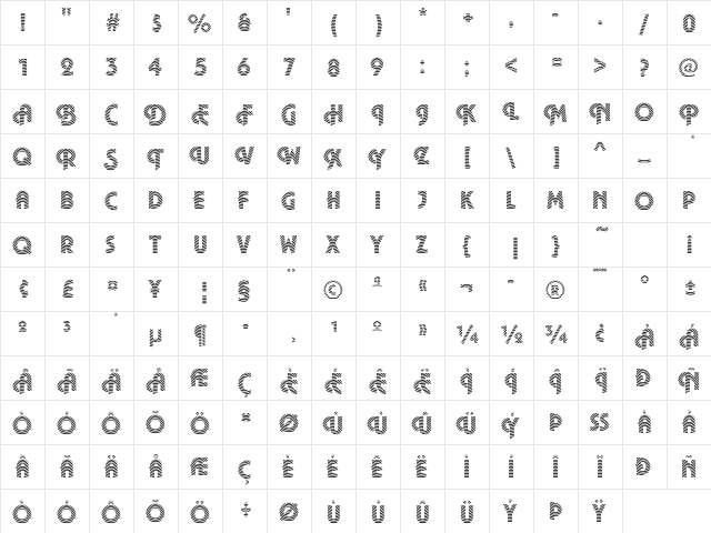 Plaza06 Becker Regular  glyph index