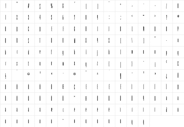 Nouveau Regular  glyph index