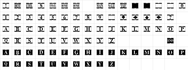 Oscar Regular  glyph index