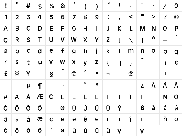 Antique-Olive Regular  glyph index