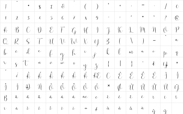 Solidar Light Regular  glyph index