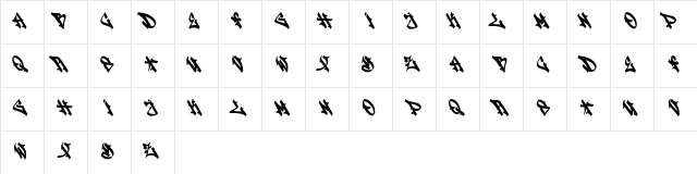 Stylewriting Regular  glyph index