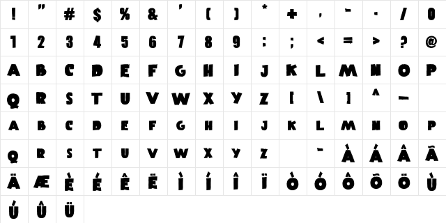 Unicorns Monster Regular  glyph index