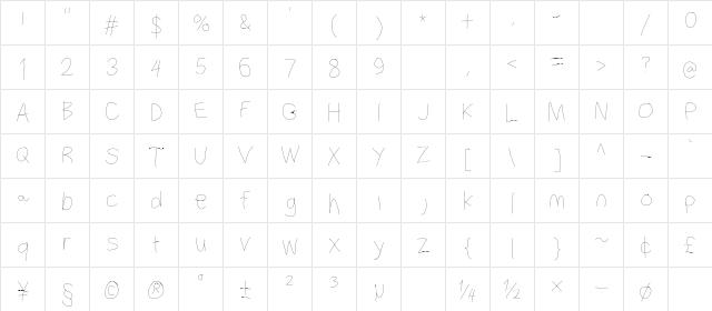 Filament Serie Two  glyph index
