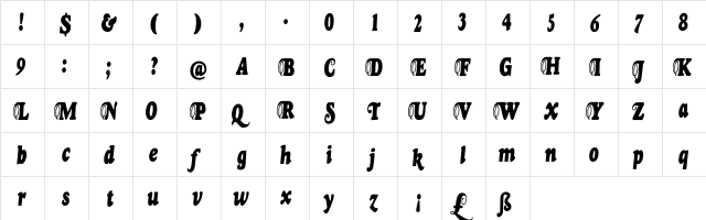 Goudy Fancy Condensed Heavy Italic  glyph index