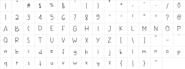 Happy Monday Regular  glyph index