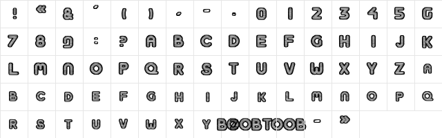 BoobToob Regular  glyph index