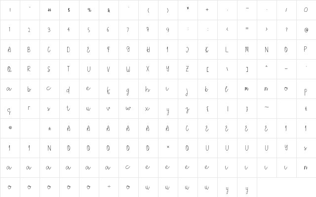 Holea Script Regular  glyph index