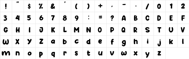 Happy School Regular  glyph index