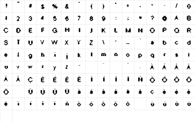 Oscillate Regular  glyph index