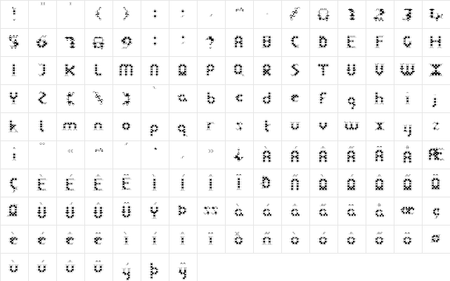 LTDot Medium  glyph index