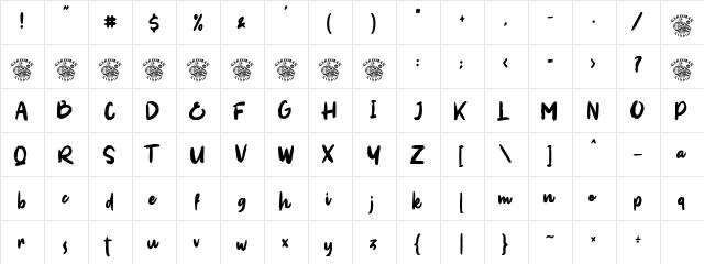 Soul Paint Regular  glyph index