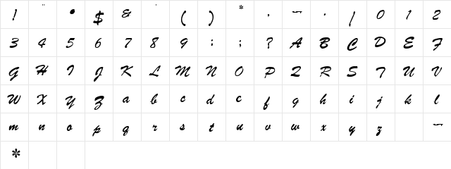 REBECKA Regular  glyph index