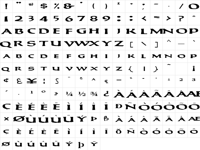 CavilUS115 Regular  glyph index