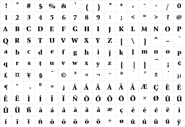 GiovanniBlkITC Medium  glyph index