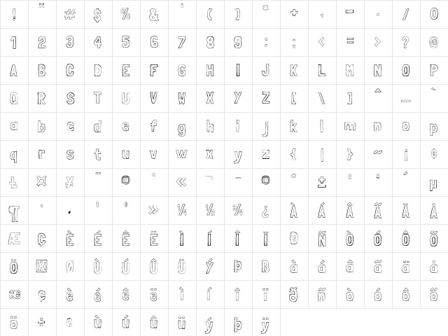 Londrina Sketche Regular  glyph index