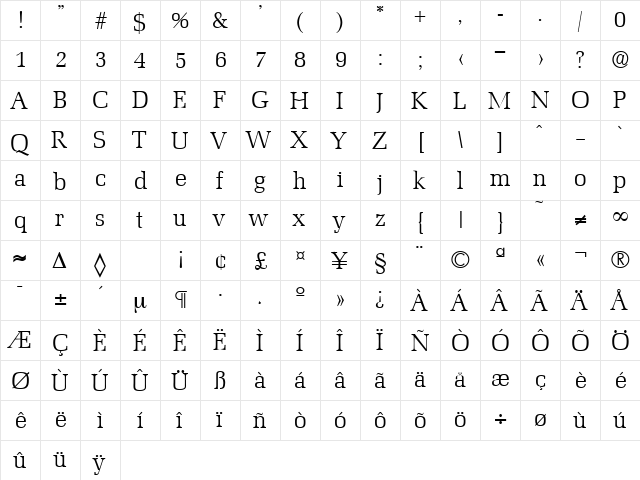 Marseille-Serial-Light Regular  glyph index