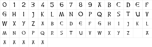 CelticHand Regular  glyph index