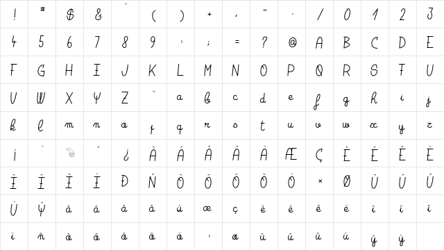 Break the Silence Regular  glyph index