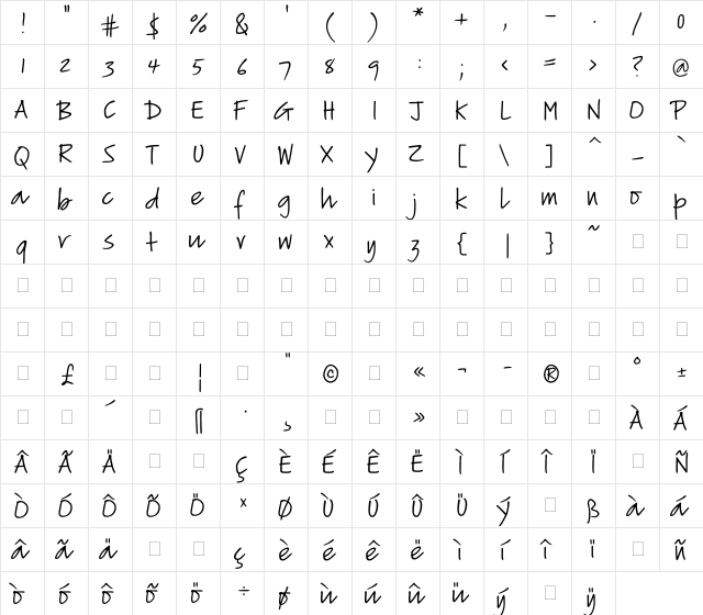 PT Script (Unreg.) Lightning Regular  glyph index