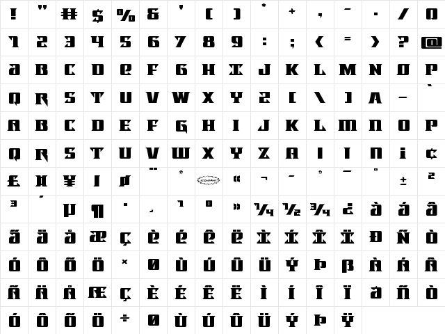 Lifeforce Expanded Expanded  glyph index