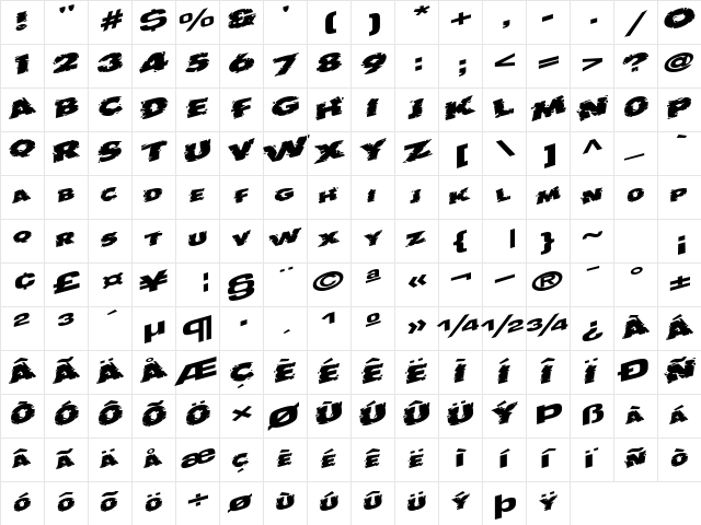 OutbackOutaControlSCapsSSK Bold  glyph index