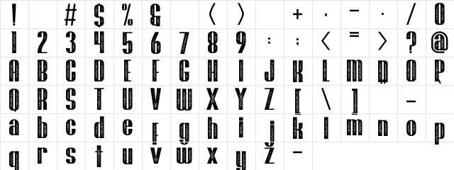 Brasham Stamp Demo Stamp  glyph index