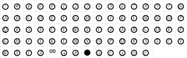 GaranitialRings Regular  glyph index