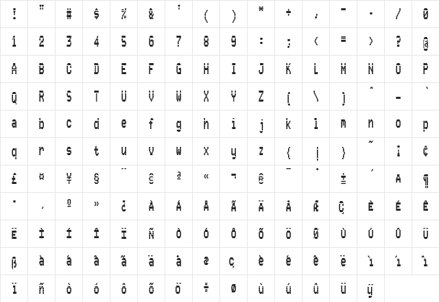Luggagetag One  glyph index