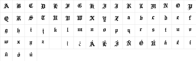 Letter Cream Regular  glyph index