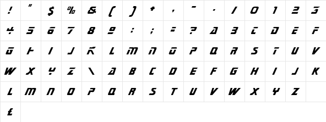 TrekkieTitlasSSK Regular  glyph index