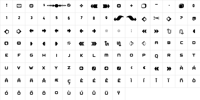 Mayo Regular  glyph index