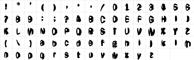 Jestering Regular  glyph index
