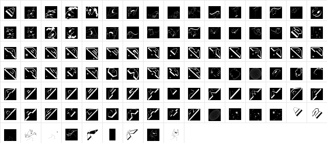 SpaceAttackTwo Regular  glyph index