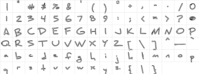 Hollow Breeze Regular  glyph index