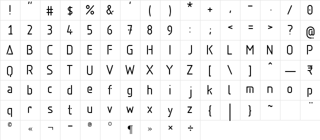 Aadhunik Regular  glyph index