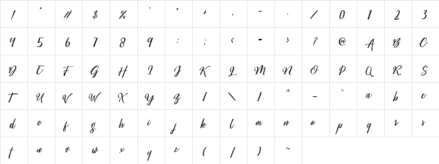Megattor DEMO Regular  glyph index