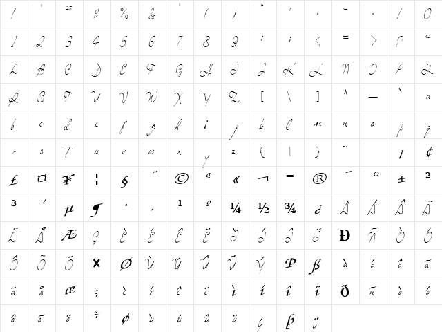 SingOutNew62 Regular  glyph index