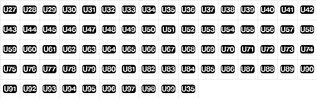 DeutscheBahnAG Regular  glyph index
