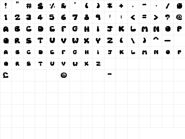 NewWGL4Font Regular  glyph index