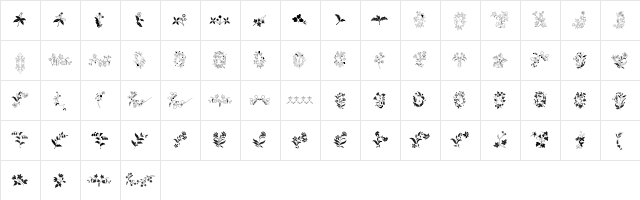 Azalleia Ornaments Free Regular  glyph index