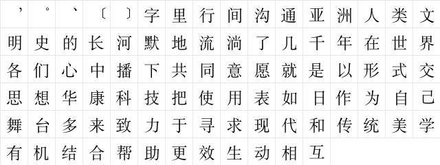 DFSong1B-GB Regular  glyph index