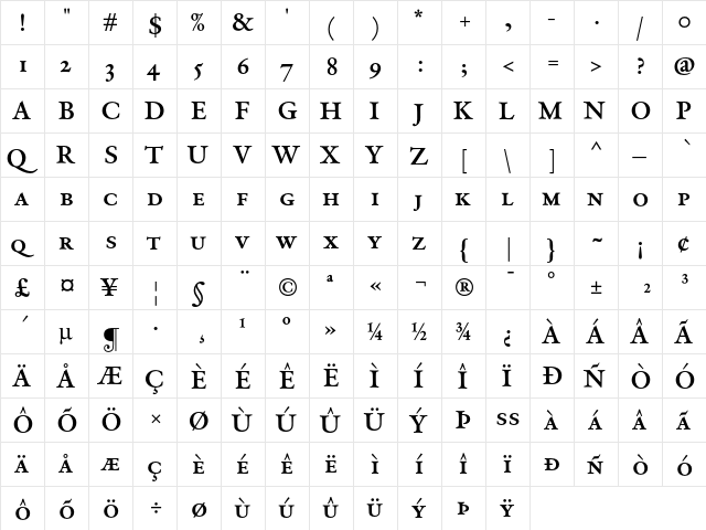 DTLVandenKeereDCaps Bold  glyph index