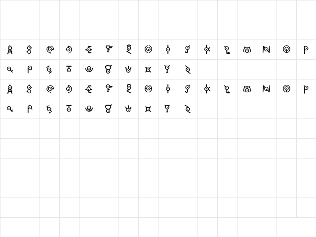 annone Regular  glyph index