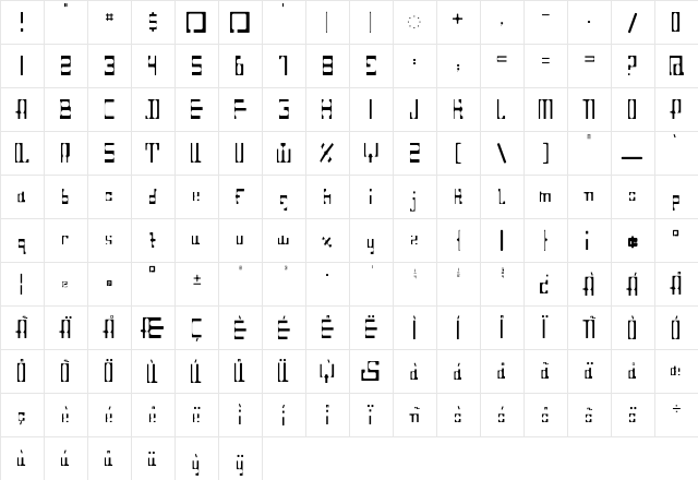Dahgir SquareCondensed  glyph index